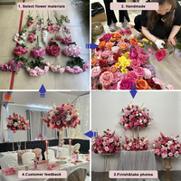 Maßgefertigte OEM Blumenreihe Hot Pink Seiden-Kunstrosen Herbst-Orange Lange Hochzeitsblumen-Girlande