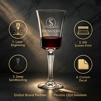 Verre à vin en cristal minimaliste moderne avec logo personnalisé, gobelet à vin rouge à pied fin pour les dîners élégants et les mariages