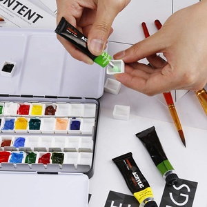 <span class=keywords><strong>Grande</strong></span> boîte en métal vide pour <span class=keywords><strong>aquarelle</strong></span> pliable 52 demi-casseroles pour <span class=keywords><strong>aquarelle</strong></span> à l'huile acrylique Palettes Premium - Product Image 4