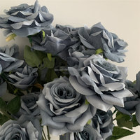 B-1389 Hoogwaardig zijden tafelbloemstuk mistblauwe roos kunstbloem bruidsbloemen Valentijnsdag Pasen