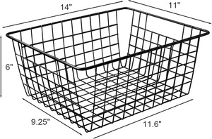 Upright Freezer Storage Baskets Black Wire Storage <b>Bins</b> <b>Large</b> Basket for Freezer Pantry Bathroom Organizing - Product Image 2