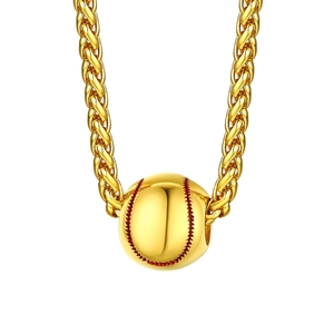 <span class=keywords><strong>Collier</strong></span> pendentif en acier inoxydable pour homme, nouveau bijou en forme de balle pour les fans de football, basketball, baseball, rugby, cadeau pour homme et femme - Product Image 5