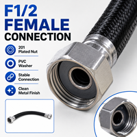Tuyau d'alimentation en eau pour robinet de lavabo, F1/2 X M1/2, connecteur flexible tressé en nylon noir, tube intérieur EPDM, fabrication OEM