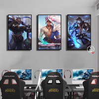 Tableau mural sur toile Chevalier en armure lourde avec épée lumineuse, Décoration moderne pour la maison, Affiche pour salle de jeux, chambre, bureau