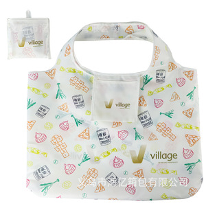 Bolsa de Compras Plegable Village, Tamaño Grande, Diseño de Dibujos Animados, Tela No Tejida, para Supermercado - Product Image 1