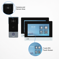 Système de sonnette vidéo intelligente WiFi avec écran tactile intérieur de 7 pouces, caméra 1080P, accès RFID et déverrouillage à distance