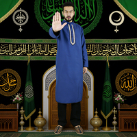Costume Jubba Arabe Moderne et Traditionnel, Confectionné par le Fabricant Direct, Approuvé CPC, Respirant, Brodé, Élégant, Bleu, pour Adultes