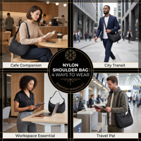 Sac bandoulière personnalisé pour femme, style demi-lune, en nylon ripstop recyclé, lourd et résistant, lavable en machine