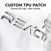 Étiquette thermocollante personnalisée en TPU métallisé, écologique, souple, argent brillant, pour streetwear et uniformes, vente en gros directe fabricant