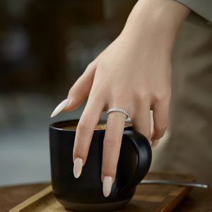 Dylam Dainty Design Non Tarnish Rhodium Plated 925 <b>Silver</b> <b>Eternity</b> Band Egg Shape 5A Zirconia Jewelry <b>Rings</b> for Wedding Bridal - Product Image 6