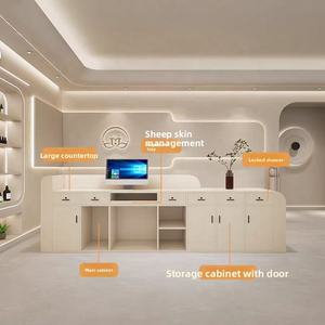 <span class=keywords><strong>Comptoir</strong></span> de <span class=keywords><strong>caisse</strong></span> avec éclairage LED, comptoirs de <span class=keywords><strong>caisse</strong></span> <span class=keywords><strong>pour</strong></span> salon de beauté de style tendance, bureaux de réception personnalisés, vente - Product Image 4