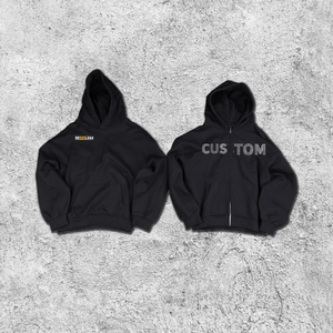 Heavyweight Oversize High Quality Solid Plain Full <b>Zip</b> <b>Hoodie</b> Blank Custom Wholesale 100% Cotton <b>Black</b> Embroidered Pullover - Product Image 1