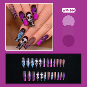Uñas Postizas Largas en Forma <span class=keywords><strong>de</strong></span> Ataúd con Degradado Morado y Negro Mate <span class=keywords><strong>de</strong></span> la Película La <span class=keywords><strong>Novia</strong></span> <span class=keywords><strong>Cadáver</strong></span> y Pesadilla Antes <span class=keywords><strong>de</strong></span> Navidad para Halloween - Product Image 4