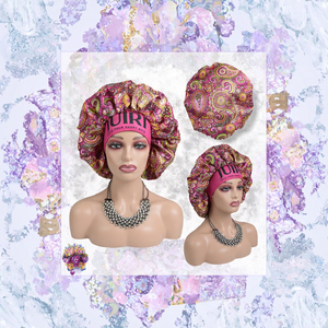 Bonnet de Nuit de Luxe Personnalisé Réversible Double Couche en Soie Satinée à Motifs Floraux Colorés avec Logo – Idéal pour Voyage, Fête, Extérieur et Quotidien - Product Image 2