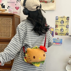 Nouveauté Sac à bandoulière en peluche le plus mignon Best-seller Sac à bandoulière léger et tendance pour le shopping Inspiré par le burger Kittycat - Product Image 3