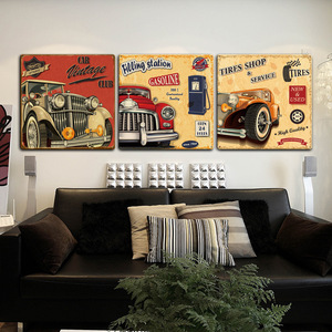 Nuova Targa in Latta Vintage Personalizzata, Decorazione da Parete in Stile Industriale Americano 30x30cm Senza Cornice <span class=keywords><strong>con</strong></span> <span class=keywords><strong>Auto</strong></span> Classiche - Product Image 3
