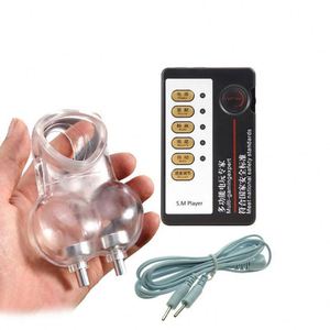 Anello Elettrico per Scroto Maschile, Gabbia di Castità con Stimolazione Elettrica, Giocattoli Sessuali <span class=keywords><strong>BDSM</strong></span> per Uomini, Anelli Ritardanti - Product Image 1