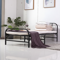 Lit pliant en fer forgé, design moderne et minimaliste, épaissi, portable, à un seul niveau, noir, pour chambres de location et hôpitaux
