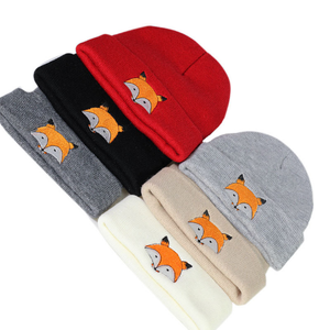 Hip hop estilo bordado fox cálido de punto de lana de sombrero para la gente joven - Product Image 2