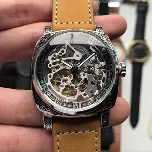 Runyrts — montre punk en acier inoxydable, squelette de seagull mécanique ST1646K, mouvement automatique, montre pour homme, entièrement creuse