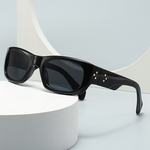 Lunettes de soleil Lmamba 6064 Classic Brand Designer Tortoiseshell Rivet pour femmes et hommes, design rétro 2024, verres bleus carrés - Product Image 4