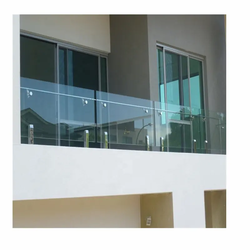 Custom Outdoor Aluminium Security Balustrades Frameless Profile U Channel Clamp Balcony Glass Railing