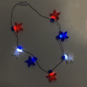 Collana con Stella <span class=keywords><strong>a</strong></span> Cinque Punte LED Luminosa Lampeggiante per Decorazione Festa del 4 Luglio USA - Product Image 4