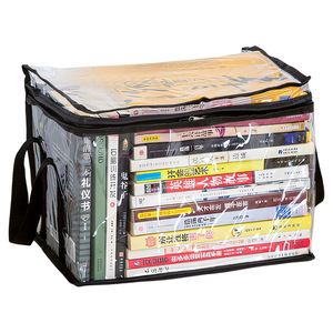 Transparent Book Storage Bag <b>Foldable</b> With Lid Portable Student Organizer For <b>Desk</b> Use - Product Image 3