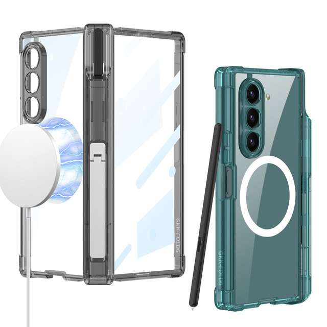 Cross-Border Compatible for Samsung Fold6 Transparent TPU Phone Case with for Center Column & Wireless Charging Full