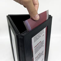 Porte-menu noir de haute qualité à trois volets, carte de menu mince à trois faces, présentoir de table rétroéclairé par LED