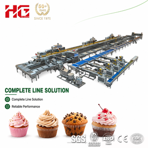 Ligne de fabrication entièrement automatique de beignets et de cupcakes HG, ligne de transformation de beignets et de cupcakes avec <span class=keywords><strong>four</strong></span> tunnel multi-zones SUS304 SGS - Product Image 3
