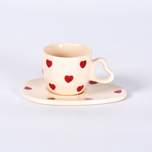 Ensemble de mini théière en céramique blanche, vente en gros, pour faire du thé et parler, rouge uni - Product Image 4