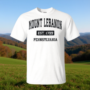 Mount Lebanon Pennsylvania Est 1799 T-shirt vintage per adulti, unisex, in cotone, girocollo, manica corta, promozionale - Product Image 3