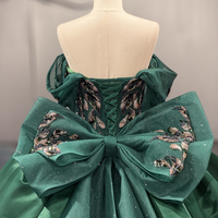 Robes de soirée pour femmes Jancember 8553 Royal Sweetheart Bow Emerald Green Satin Puffy