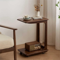 Table basse moderne minimaliste convertible à double niveau en bois massif avec rangement intégré, table d'angle mobile pour salon