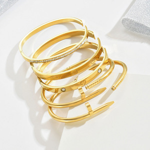 All'ingrosso diamante 18K placcato oro Non appannato alla moda <span class=keywords><strong>Gold</strong></span> gioielli braccialetti in acciaio inox braccialetto per le donne ragazze - Product Image 4