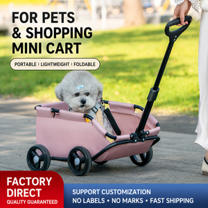 Poussette pliable légère pour petits chiens et chats, <span class=keywords><strong>chariot</strong></span> <span class=keywords><strong>de</strong></span> transport portable à 4 roues pour animaux <span class=keywords><strong>de</strong></span> compagnie, vente en gros - Product Image 2