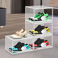 DAYOOH Vente directe d'usine, présentoir à chaussures multifonctionnel, organisateur de chaussures détachable, boîte à chaussures en plastique transparente pliable anti-poussière