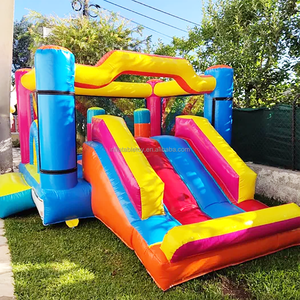 Obstacle gonflable commercial coloré pour enfants avec toboggan, <span class=keywords><strong>maison</strong></span> de jeu, équipement de jeu intérieur souple, château gonflable à louer - Product Image 2