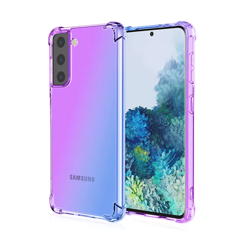 삼성 S21 FE Shockproof 커버 삼성 S20 A51 A72 무지개 투명 케이스