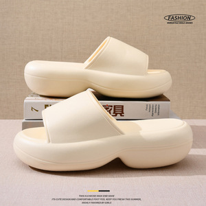 Sandalias Guru con Plataforma, EVA, Color Blanco Hueso, Punta Redonda, Cómodas para Uso en Exteriores, con Tacón - Product Image 1