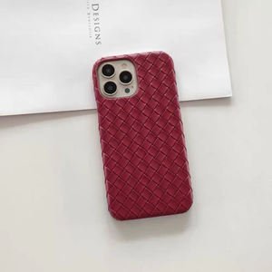Funda de Teléfono Personalizada con Textura Tejida de Color Sólido, Cubierta Trasera Delgada de Cuero PU para iPhone y Android, OEM/ODM y Envío Directo - Product Image 1
