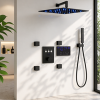 Ensemble de robinetterie de douche murale carrée moderne pour salle de bain, avec douchette à économie d'eau, garantie de 3 ans