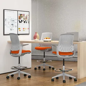 Modern Stylish Office Chair With Comfortable Mesh Leisure Design Adjustable Headrest And Swivel Feature PU Material