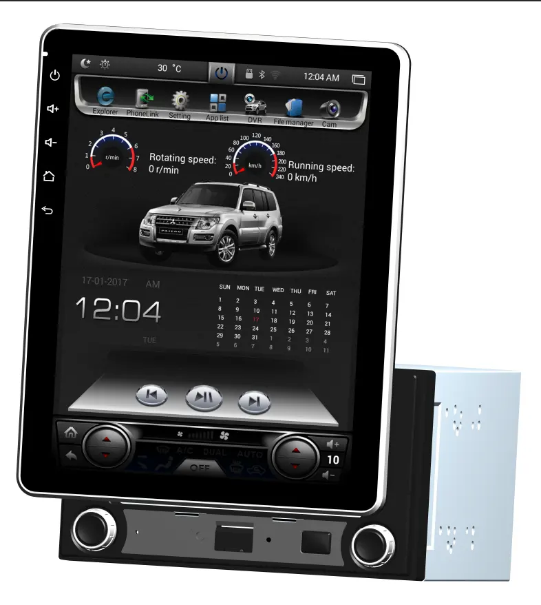 Sistema Android 12,8 de 9,0 pulgadas, navegador multimedia con pantalla giratoria de 100 grados para máquina Tesla Universal, reproductor de dvd para coche, 4 + 32 GB