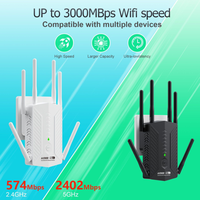 Extensor de Rango WiFi 6 de 3000 Mbps, Repetidor Inalámbrico de Doble Banda de 2.4 GHz 574 Mbps + 5 GHz 2402 Mbps, Amplificador de Señal WiFi Gigabit Ethernet