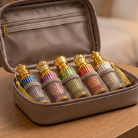 Flacon de parfum cylindrique de luxe 12 ml en verre avec base évasée dorée, applicateur à bille pour vaporisateur, rechargeable, flacon vintage, emballage cadeau offert
