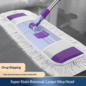 Nouvelle serpillière à manche télescopique grande taille, pour nettoyage de sol plat domestique, utilisation à sec et humide, outil de nettoyage paresseux à une poussée, balai poussoir à poussière double usage - Product Image 4