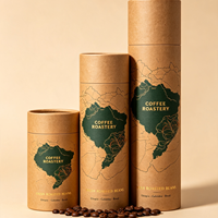 Tube en papier kraft mat écologique, conteneur personnalisé avec logo doré, boîte cylindrique de luxe pour l'emballage de café en grains entiers pour la vente au détail