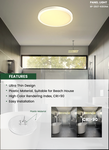 Panneau lumineux LED en plastique ultra-fin de 12 pouces, dimmable Triac, 2700K, CRI90, sans éblouissement, montage en surface - Product Image 4
